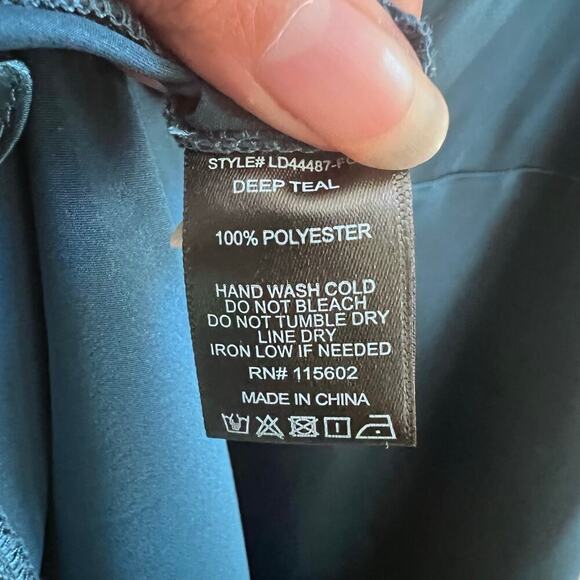 LUSH Women's Satin Midnight Blue Slip Midi Dress Side Slit Wedding Guest Size S - Picture 8 of 8